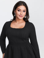 Textured Scoop Neck Cinched-Waist Pullover