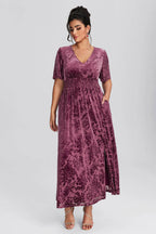 Curveins Plus Size Mauve Velvet Floral Maxi Dress