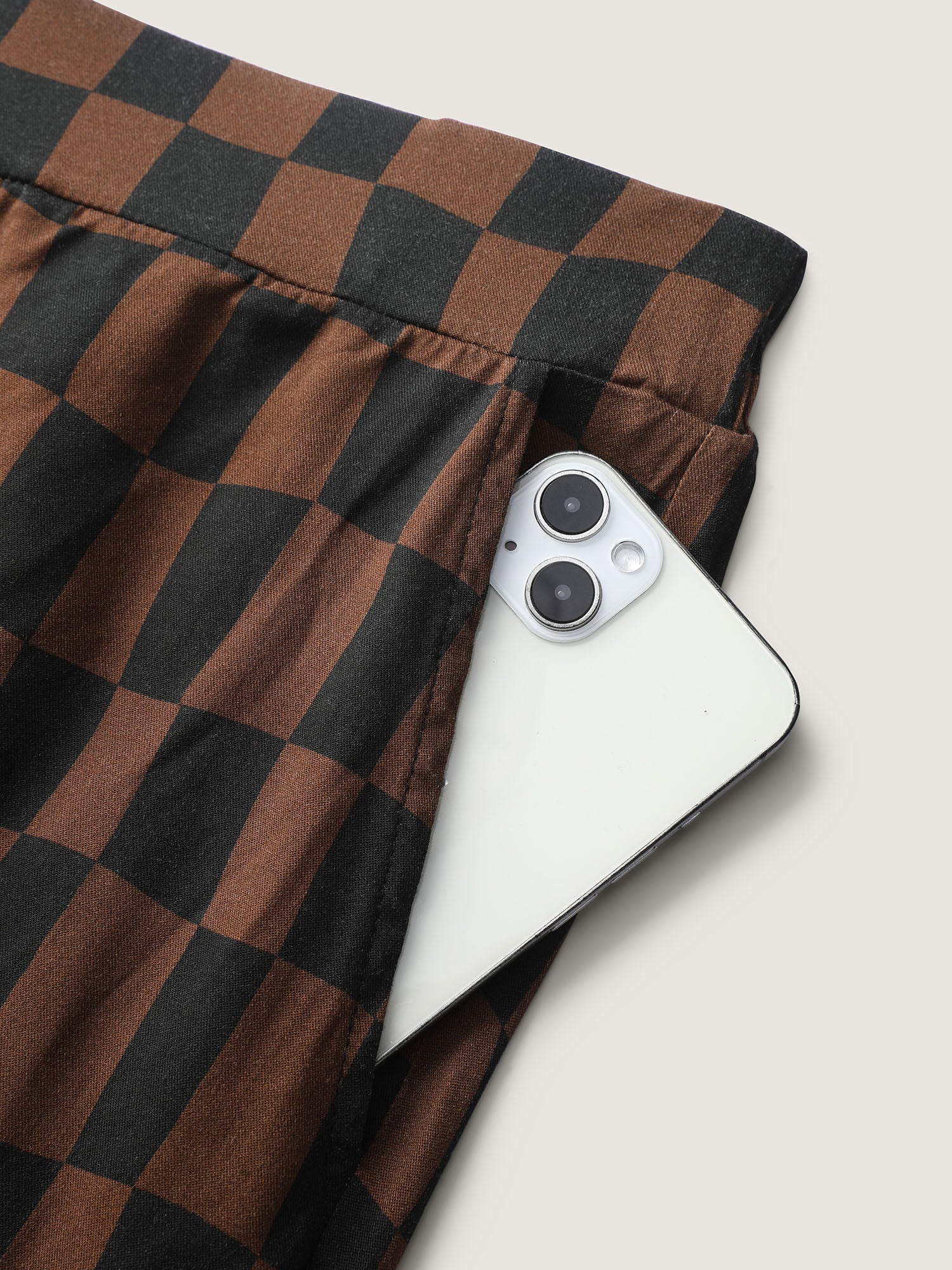 Checkered Print Wide-Leg Pants