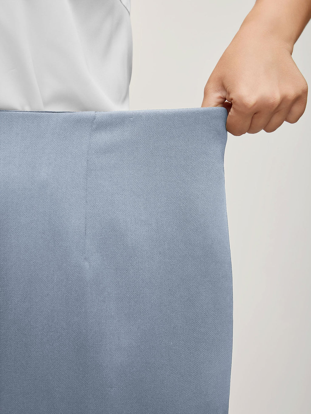 Solid Elastic Waist Pleated Wide Leg Pants