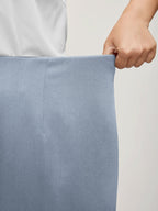 Solid Elastic Waist Pleated Wide Leg Pants