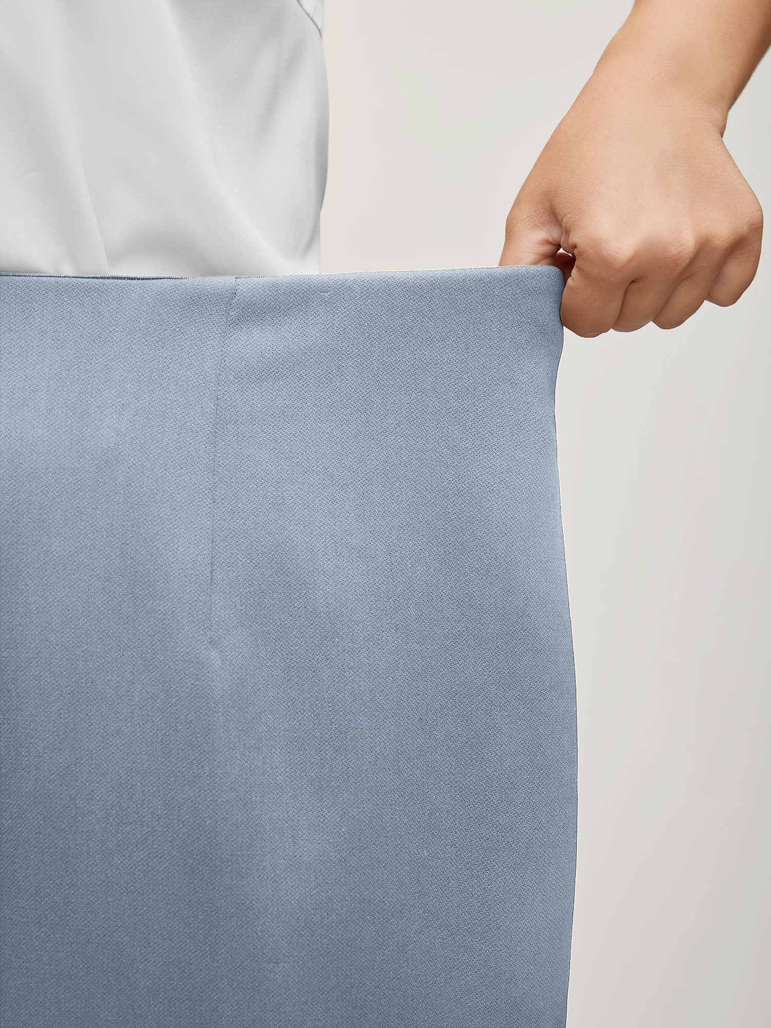 Solid Elastic Waist Pleated Wide Leg Pants