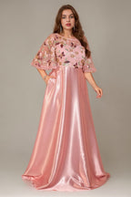 Curveins Plus Size Round Neck Batwing Sleeve Ruffle Patchwork Elegant Maxi Dress