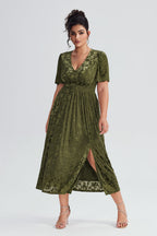 Curveins Plus Size Mauve Velvet Floral Maxi Dress