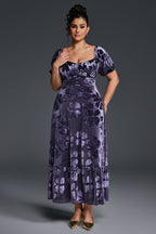 Curveins Plus Size V-Neck Short Sleeves Floral Print Maxi Dress