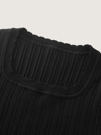 Textured Scoop Neck Cinched-Waist Pullover