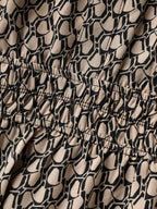 Geometric Print Waist-Cinched Tiered Midi Dress