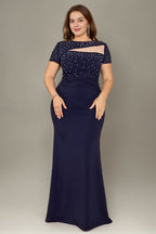 Curveins Plus Size Round Neck Short Sleeve Bodycon Maxi Dress