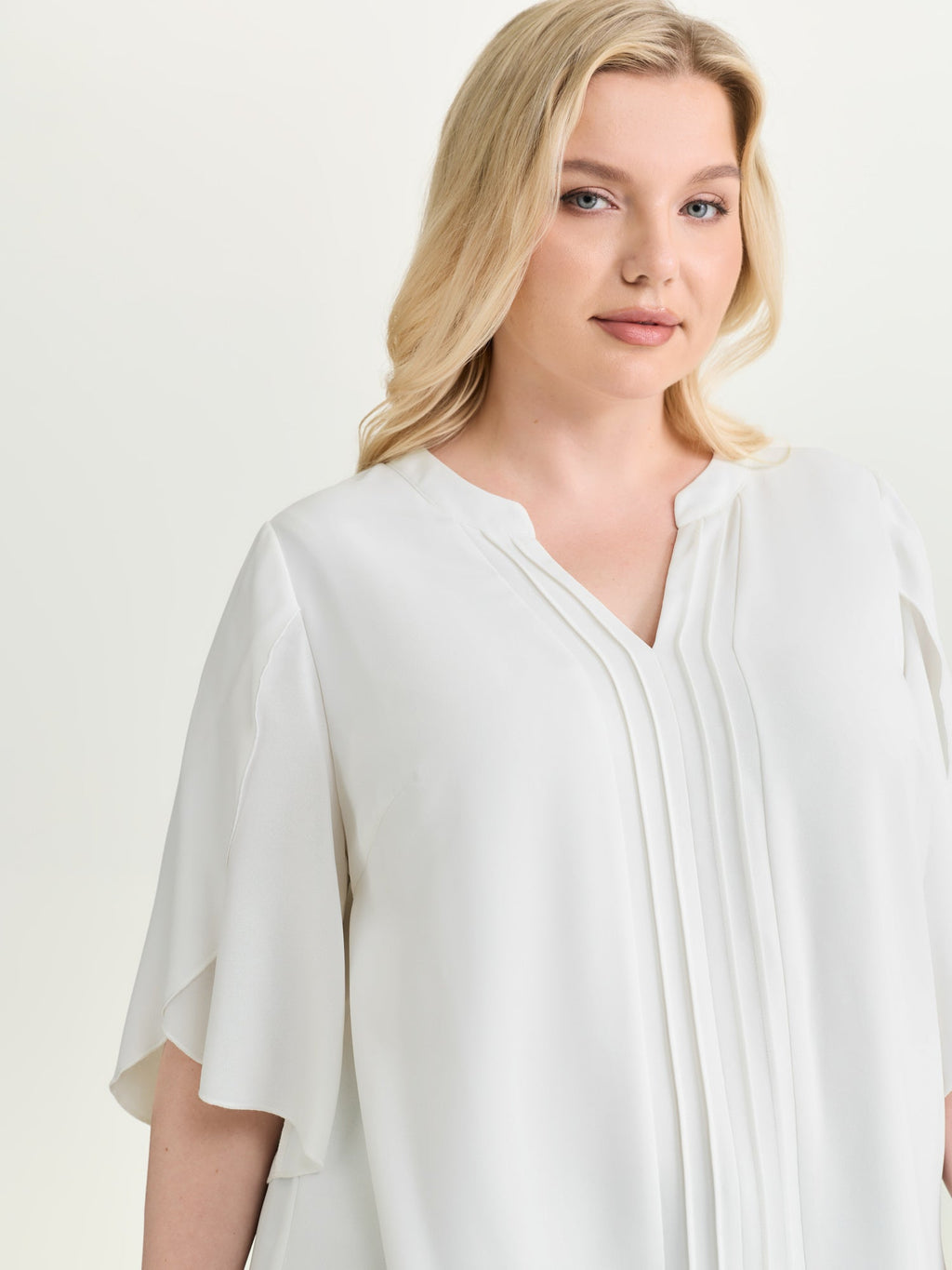 Petal Sleeve Toothpick Pleats Shirt