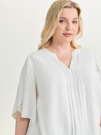 Petal Sleeve Toothpick Pleats Shirt