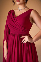 Curveins Plus Size V-Neck Backless High-Waist A-Line Maxi Dress