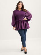 Balloon Sleeve Solid Twofer Sweater