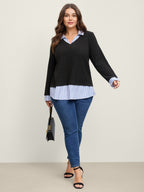 Ribbed Striped Stretchy Sweatshirt Top