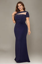 Curveins Plus Size Round Neck Short Sleeve Bodycon Maxi Dress