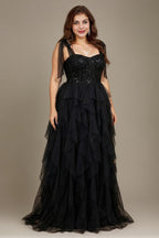 Curveins Plus Size V Neck Cami Tulle Overlay Sequin Patchwork Flattering Maxi Dress