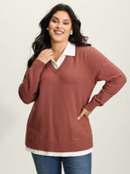 Supersoft 2-in-1 Polo Collar Color Contrast Pullover