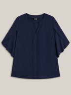 Petal Sleeve Toothpick Pleats Shirt