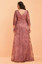 Curveins Plus Size Elegant V-Neck Floral Sequin Dress with Defined Waist