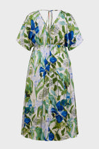 Curveins Plus Size V-Neck Batwing Sleeve Patterned Floral Maxi Dress