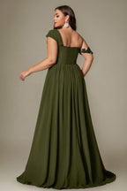 Curveins Plus Size Asymmetric One-Shoulder Sequin Side-Slit Maxi Dress