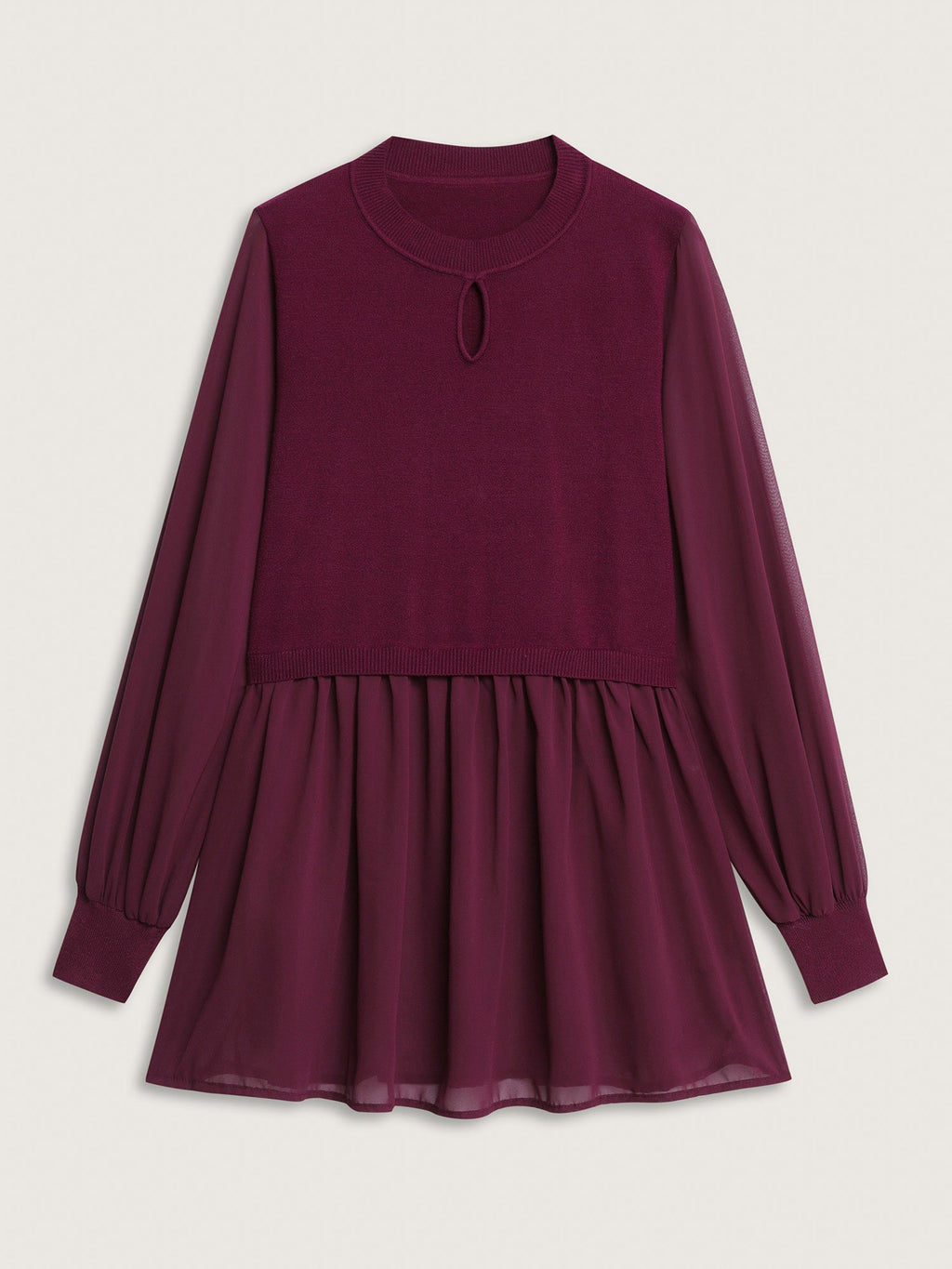 Chiffon Cut-Out Sheer Pullover