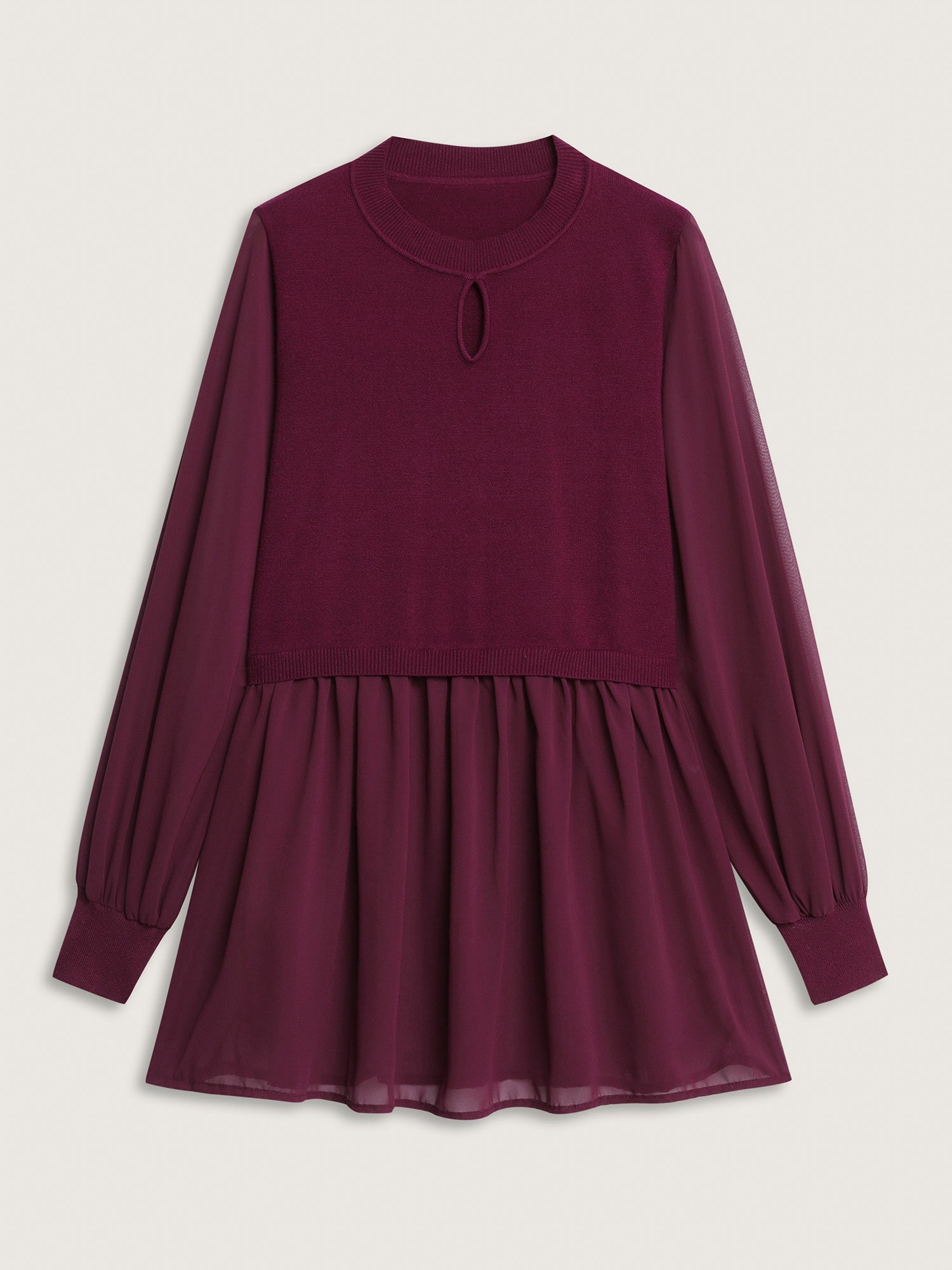 Chiffon Cut-Out Sheer Pullover