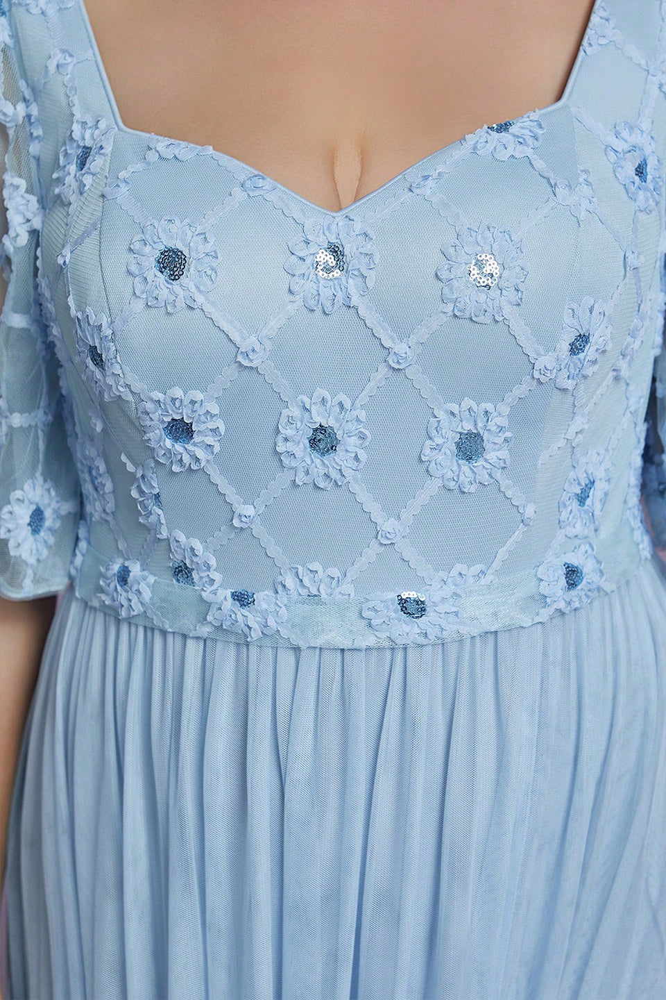 Curveins Plus Size V Neck Batwing Sleeve Floral Print Elegant Split Hem Maxi Dress