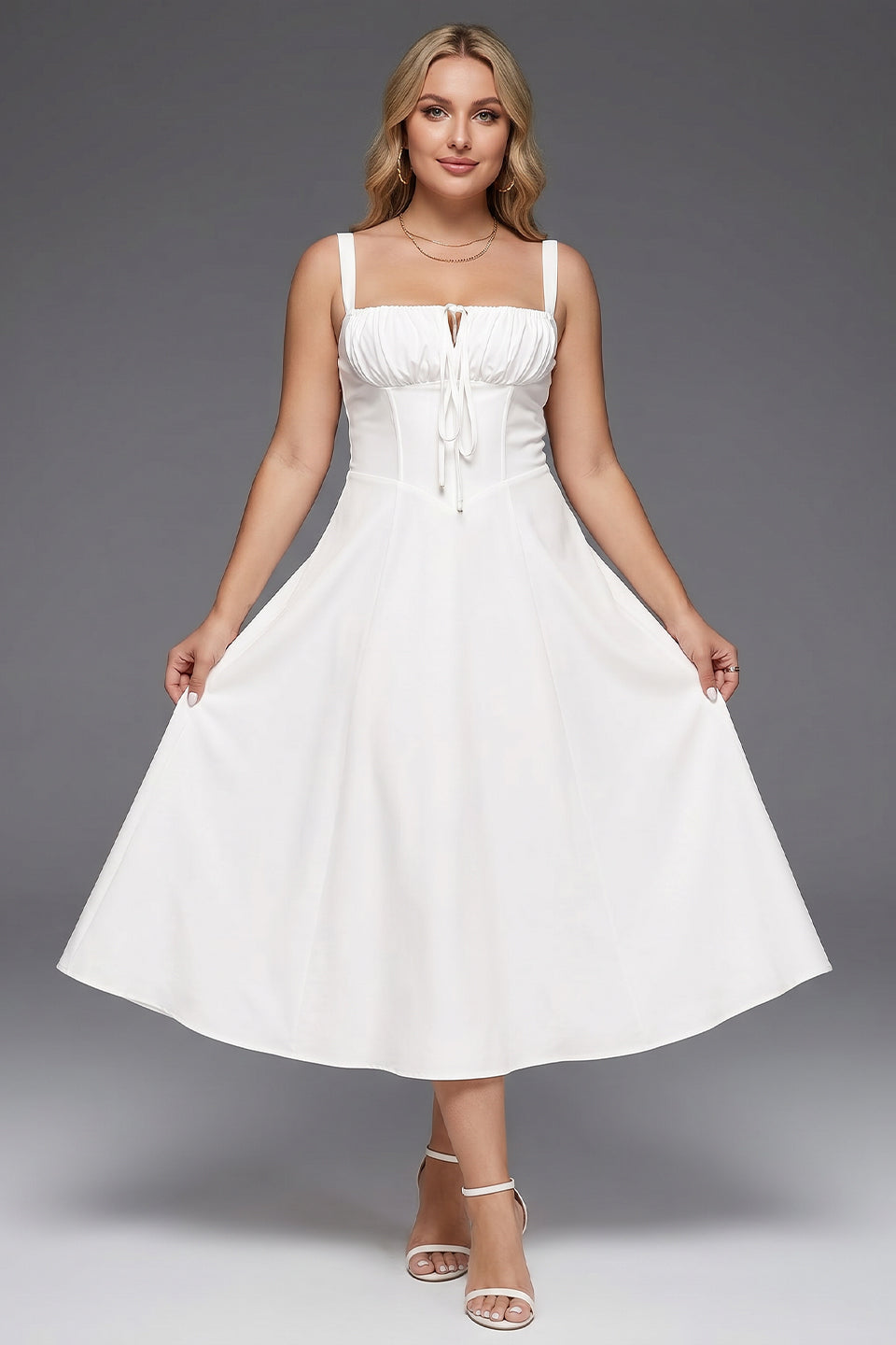 Curveins Plus Size Strap Corset Midi Dress