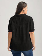 Pure Cotton Ruffled Puffy Sleeve Blouse