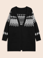 Bandana Geometric Raglan Sleeve Cardigan