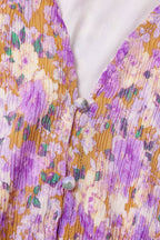 Curveins Plus Size V-Neck Floral Waist-Cinching Maxi Dress with Lantern Sleeves