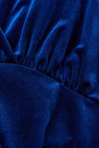 Curveins Plus Size Velvet V-Neck Ruched Hem Maxi Dress