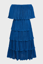 Curveins Plus Size Off-Shoulder Pleated Tiered Maxi Dress
