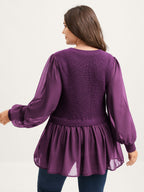 Balloon Sleeve Solid Twofer Sweater
