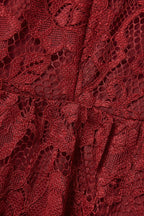 Curveins Plus Size Round Neck Lace Detail Puff Sleeve A-Line Midi Dress