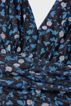 Curveins Plus Size V Neck Long Sleeve Floral Tiered Maxi Dress