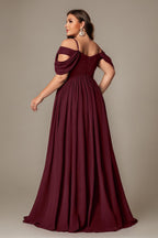 Curveins Plus Size Off-Shoulder Short Sleeve A-Line Maxi Dress