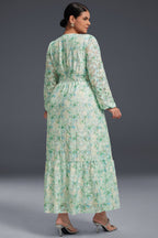 Curveins Plus Size V-Neck Floral Maxi Dress