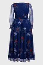 Curveins Plus Size V-Neck Floral Mesh Maxi Dress