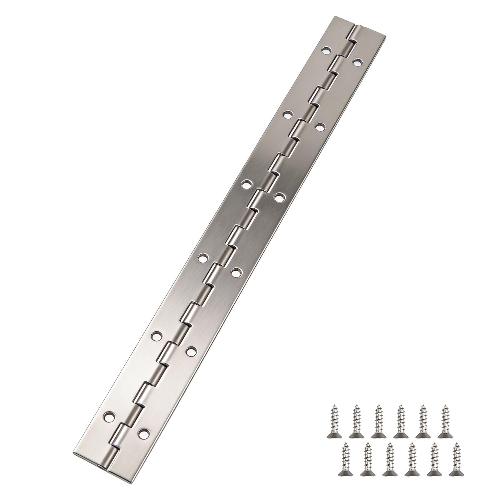 2Pcs Piano Hinge, 12 Inch Stainless Steel Hinges with Holes and Stainless Steel Screws, Piano Heavy Duty Hinges, Suitable for Cabinets, DIY Storage Boxes, and Marine Scenarios