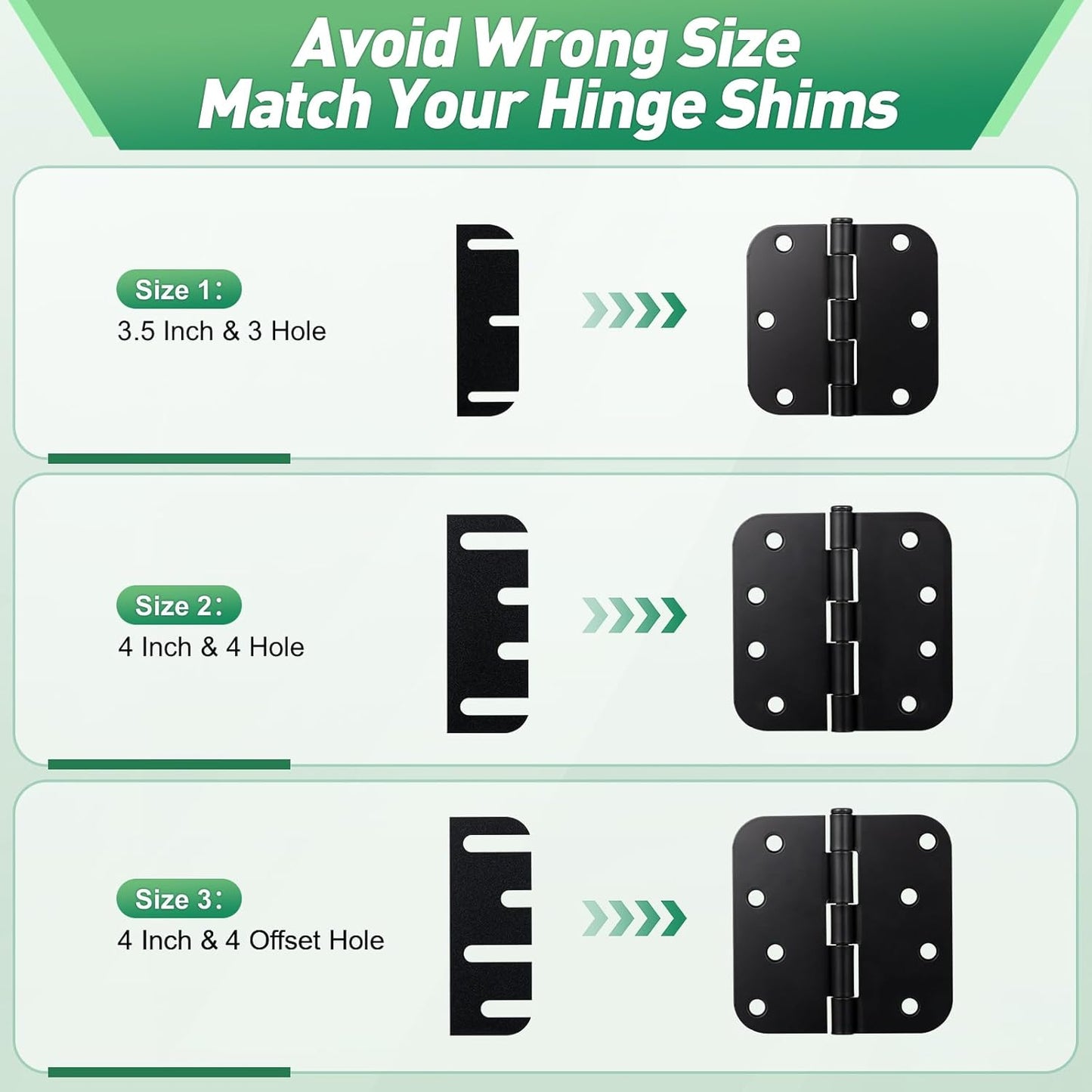 24 PCS Door Hinge Shims, 3.5 Inch Door Hinge Spacers Kit, Trimmable Hinges Shims PC Material for Door Repair & Alignment,0.05” Thickness