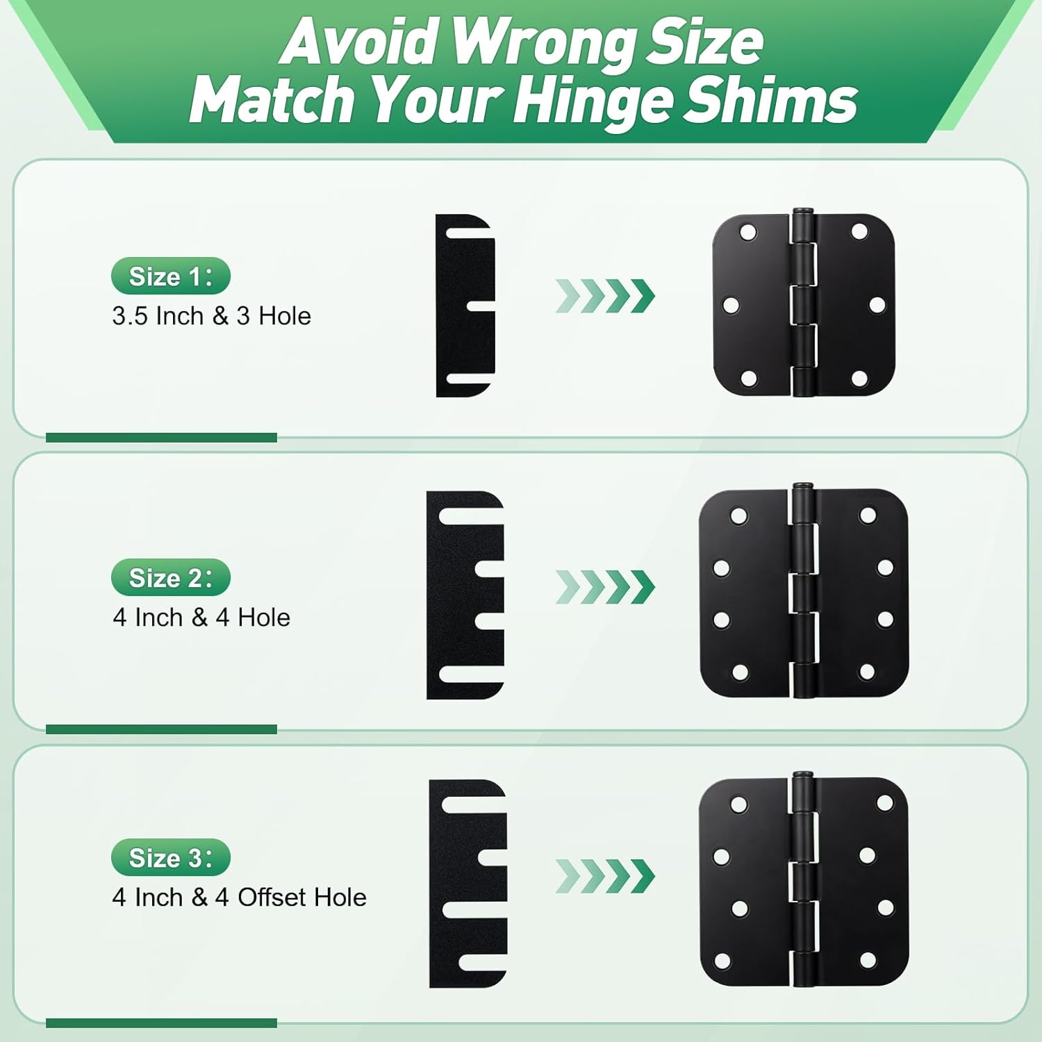 24 PCS Door Hinge Shims, 3.5 Inch Door Hinge Spacers Kit, Trimmable Hinges Shims PC Material for Door Repair & Alignment,0.05” Thickness