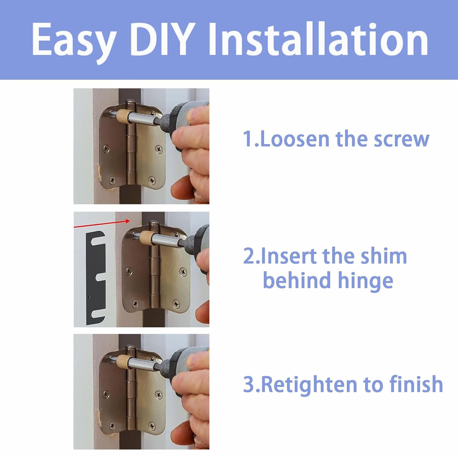 12PCS Door Hinge Shims, 3.5-Inch Hinge Spacer for Internal Department Alignment, Repairing Air Leaks, Door Jamming Or Misalignment Door Hinge Shims Repair (0.05 Inch Thick PC Material)
