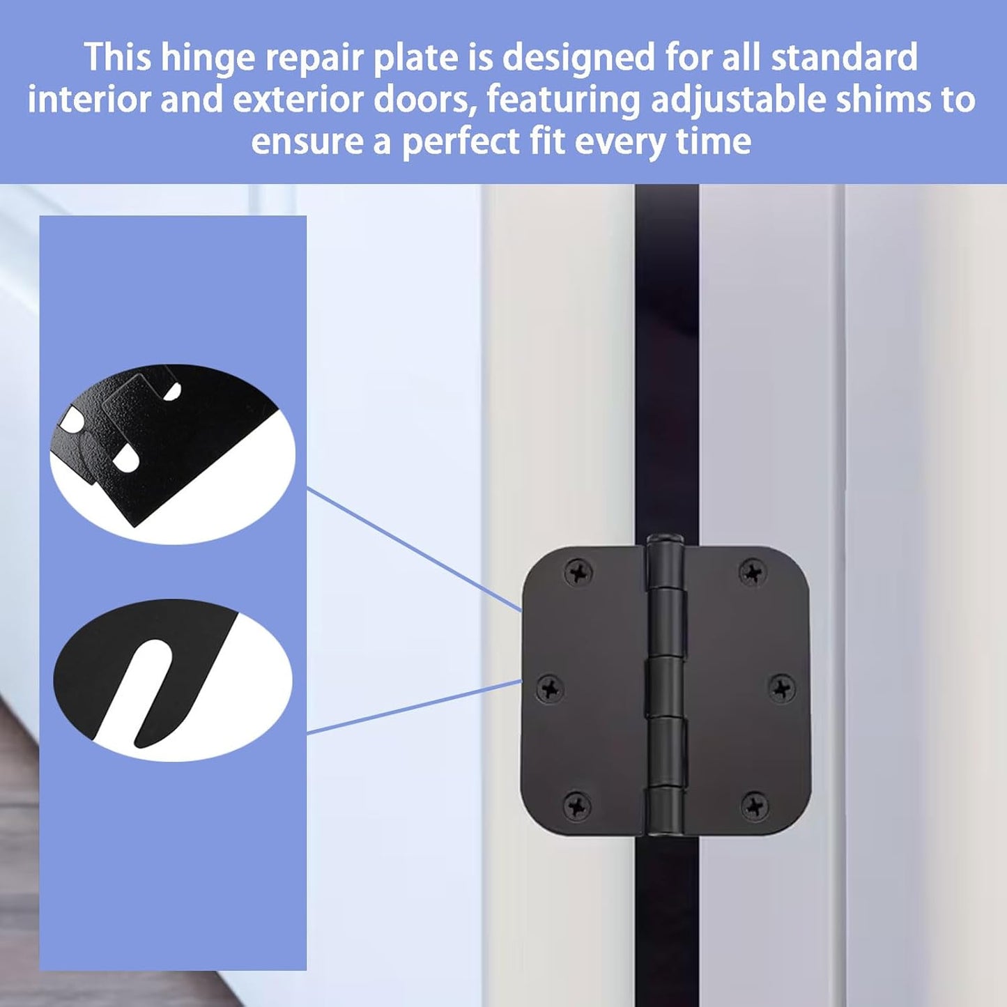 12PCS Door Hinge Shims, 3.5-Inch Hinge Spacer for Internal Department Alignment, Repairing Air Leaks, Door Jamming Or Misalignment Door Hinge Shims Repair (0.05 Inch Thick PC Material)