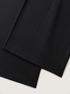 Solid Elastic Waist Pleated Wide Leg Pants