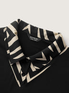 Geometric Print Mixed Material Knit Top