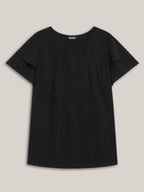 Toothpick Pleat Layered Flutter Sleeve Blouse