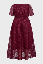 Curveins Plus Size V-Neck High-Waist Pleated Maxi Dress