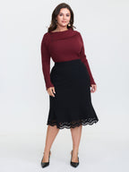 Collar Button Fitted Slit Fitted Pullover