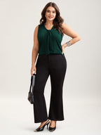 Knotted Neckline Fitted Sleeveless Blouse